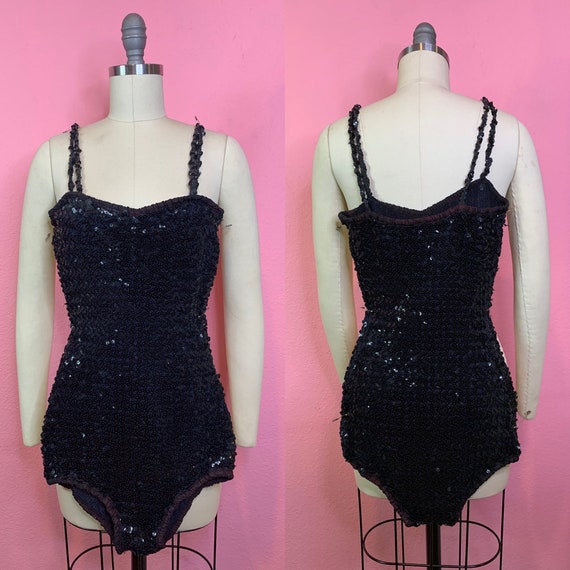 Vintage 1950s 1960s Leotard • Fully Sequined Spark