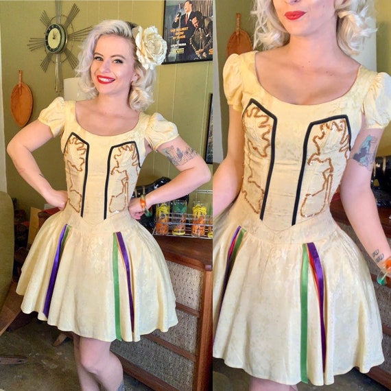 Vintage 1950s Costume • Yellow Sequin Soutache Cir