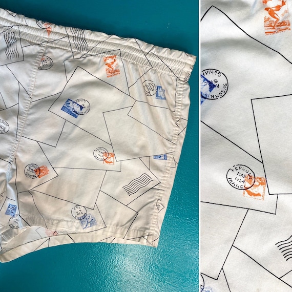 Vintage 1950s Swim Shorts • Novelty Print Letters