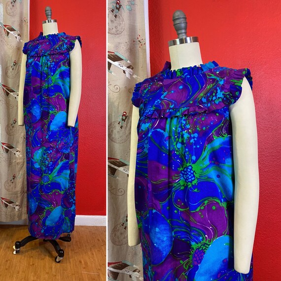 Vintage 1960s Dress • Psychedelic Purple Barkcloth