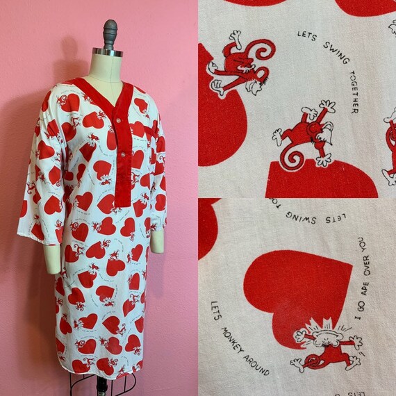 Vintage 1950s PJ Top • Cotton Novelty Print Naught