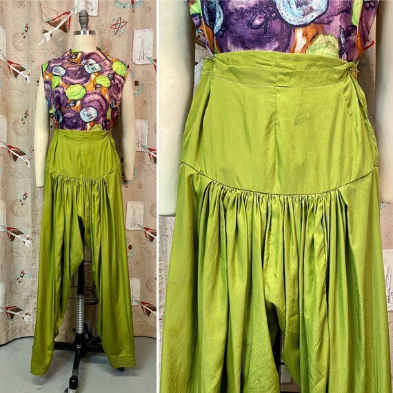 Vintage Lounge Pants • Green Gathered Ladies Loung