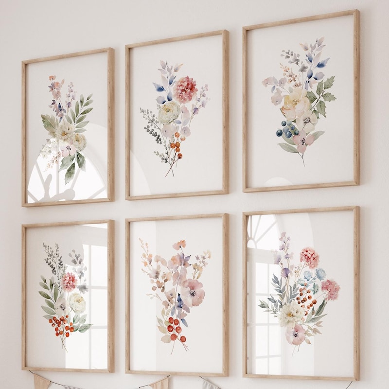 Botanical Prints Set of 6 - Etsy