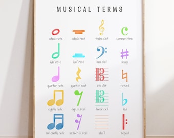 Musical Terms Poster: Watercolor Rainbow Classroom Art (Digital Download)