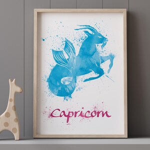 Capricorn Wall Art, Zodiac Wall Decor, January Birthday Gift, Horoscope Artwork, Constellation Capricorn Print, Printable Astrology Poster