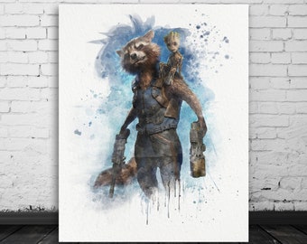 Avengers Endgame Film Artwork Xmas Gift Guardians Of The Galaxy Movie Poster Painting Marvel Superhero Wall Art Print Rocket Raccoon Art