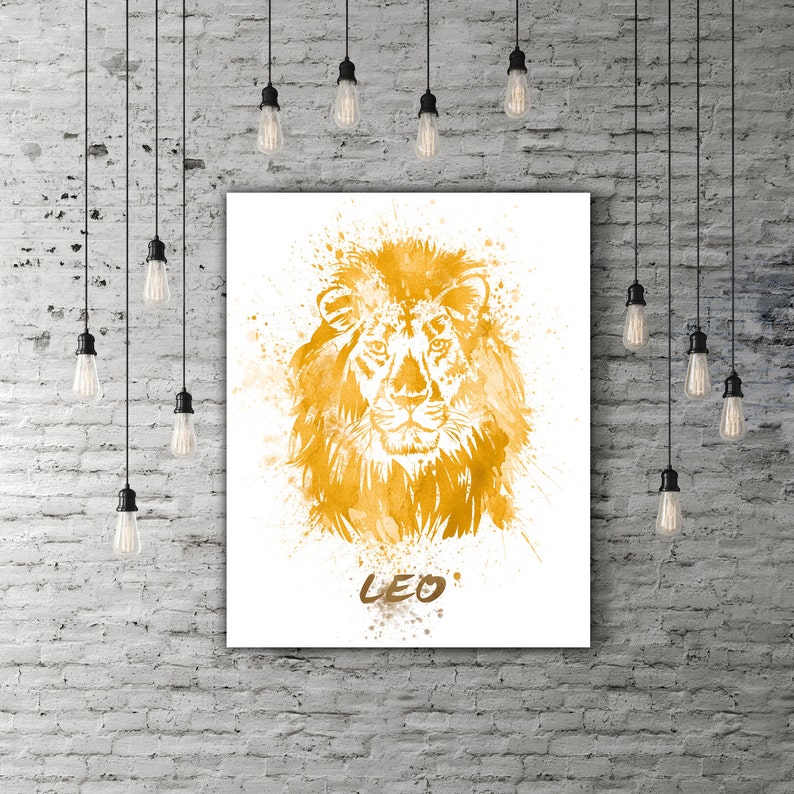 Leo Zodiac Sign Painting Print Leo Lion Watercolor Animal | Etsy