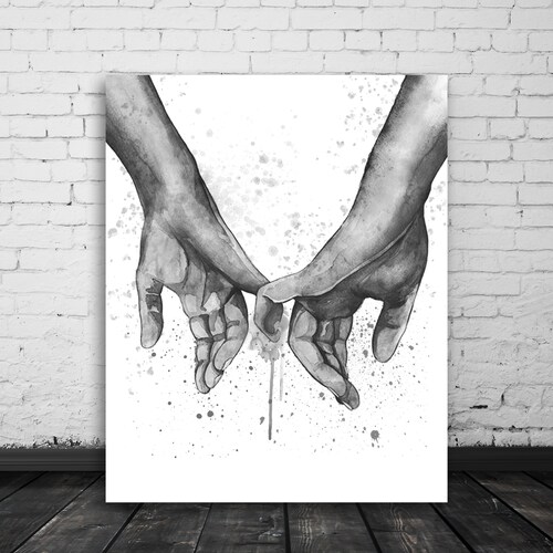 Couple Holding Hands Print Black and White Art Love Wall Etsy
