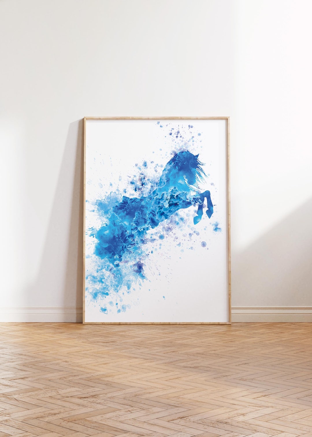 Blue Watercolor Horse Art Print, Abstract Animal Wall Art, Instant ...