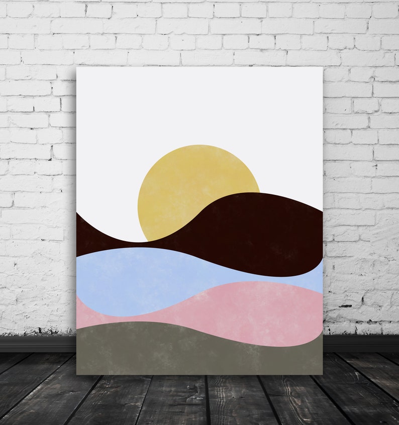 Abstract Sunset Art Print Contemporary Art Minimalist Sun | Etsy