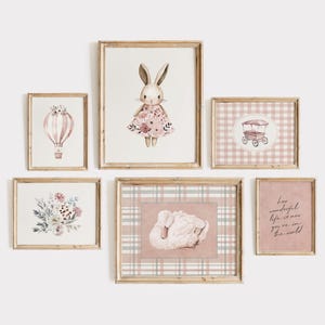 Vintage Nursery Print Set: Pink Antique Gallery Wall (Digital Download)