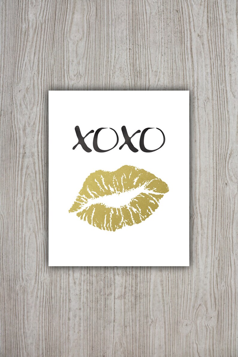 XOXO Print Kiss Art Lips Wall Art Gold Foil Print INSTANT Etsy