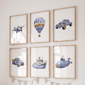 Transportation Nursery Print Set: Vintage Vehicle Wall Art (Digital Download)