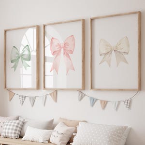Watercolor Bow Print Set: Vintage Nursery Wall Art (Digital Download)