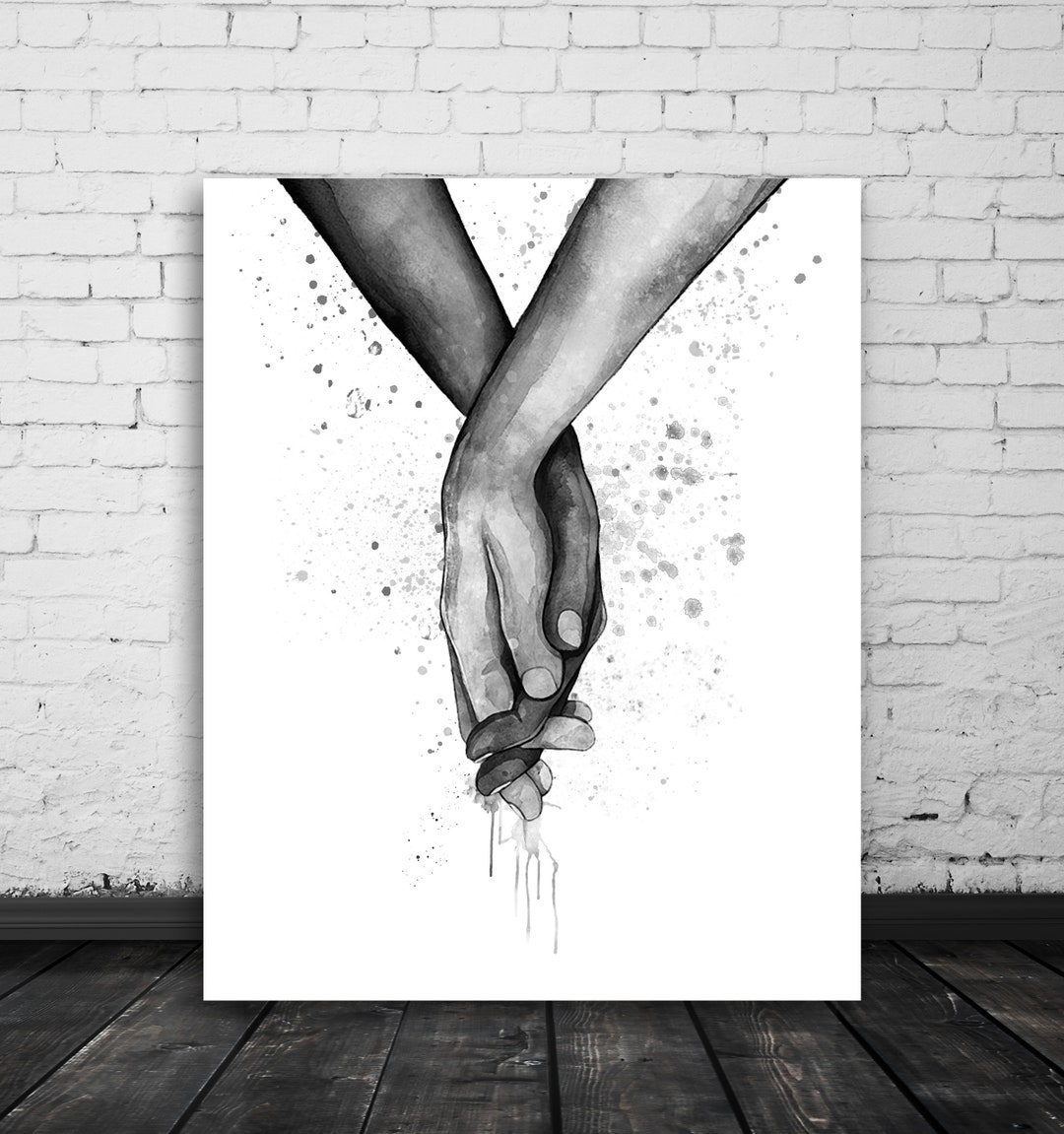 Buy Couple Holding Hands Print, Black and White Art, Love Wall Decor ...