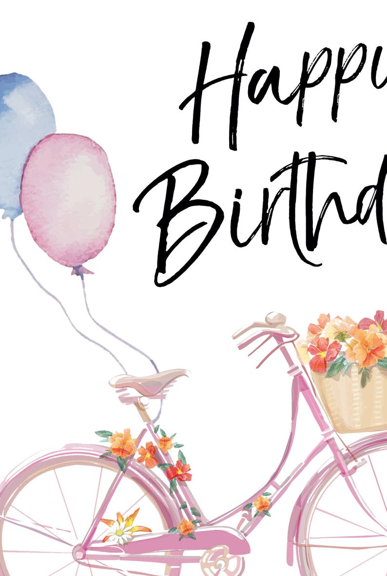 Happy Birthday Card Sister Party Decor Watercolor Balloons | Etsy