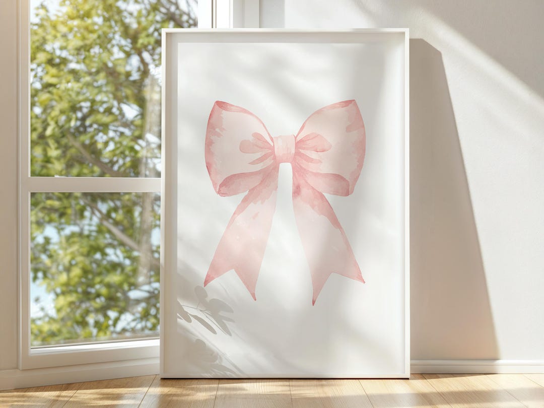 Vintage Pink Bow Watercolor Print: Baby Girl Nursery Art (instant ...