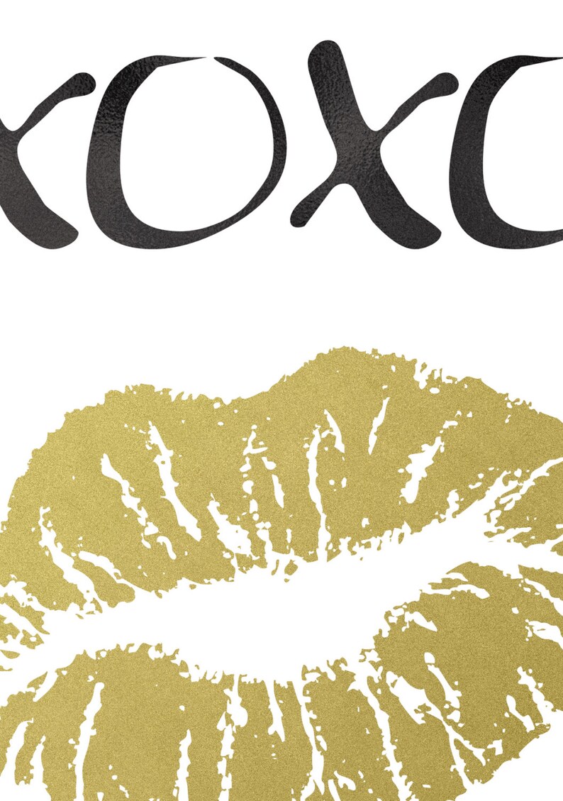 XOXO Print Kiss Art Lips Wall Art Gold Foil Print INSTANT Etsy