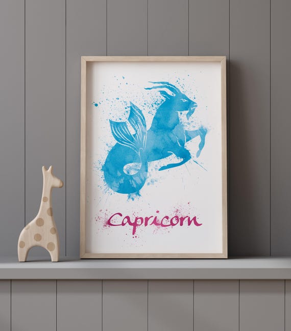 Capricorn Wall Art, Zodiac Wall Decor, January Birthday Gift, Horoscope Artwork, Constellation Print