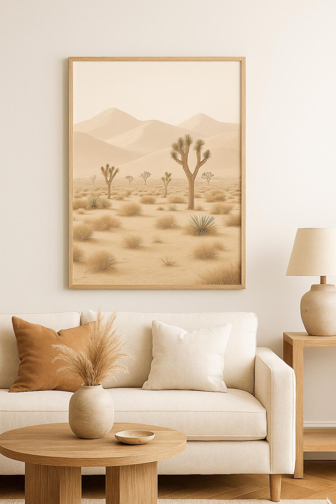 Joshua Tree Desert Wall Art Print – Neutral Beige Landscape Photography ...