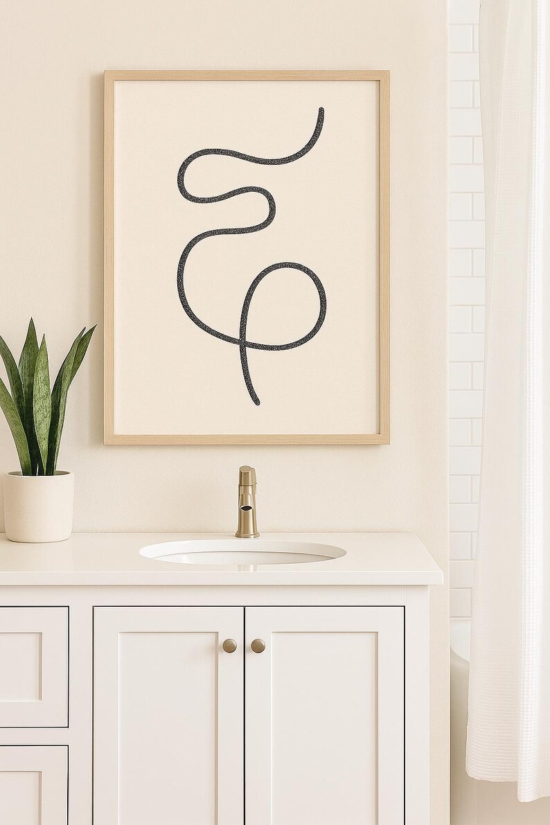 Minimalist Line Art Print – One Line Abstract Drawing on Neutral ...