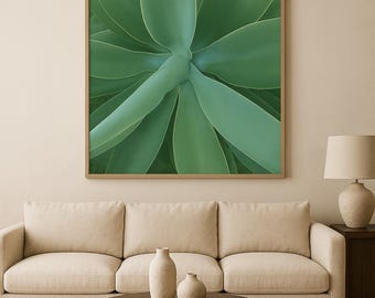 Stampa artistica da parete con agave, fotografia minimalista di piante grasse, arredamento moderno botanico del deserto, stampa da parete con piante verdi