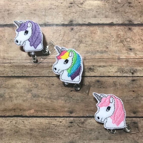 Unicorn Badge Reel Retractable ID Holder Unicorn Floral Badge Reel ID Badge Holder Work Badge Reel Swivel Pinch Clip Badge Holder