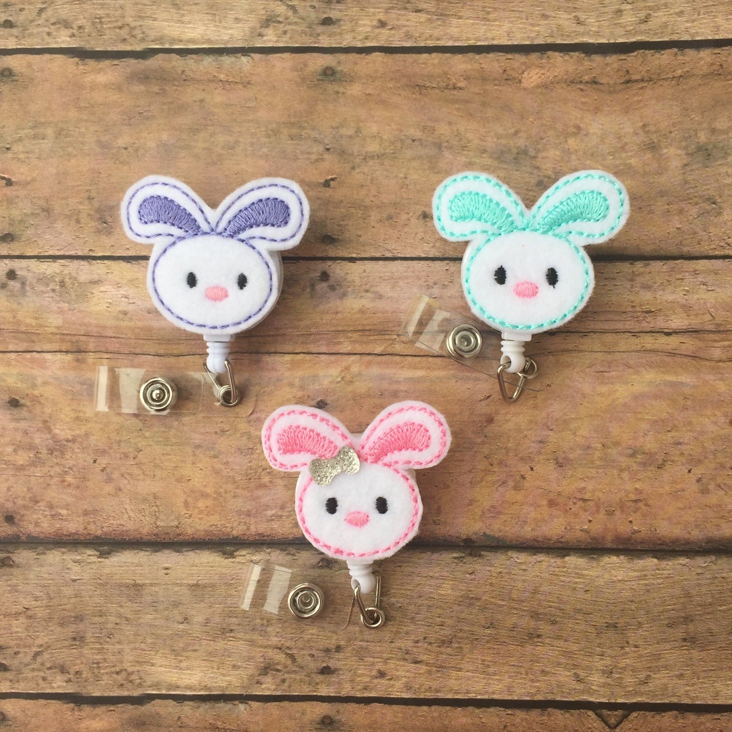 Bunny Badge Reel Bunny Rabbit Badge Clip Easter badge clip Etsy