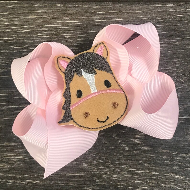 Horse Hair Bow Horse Pink Horse Horse Hair Clip Country Etsy