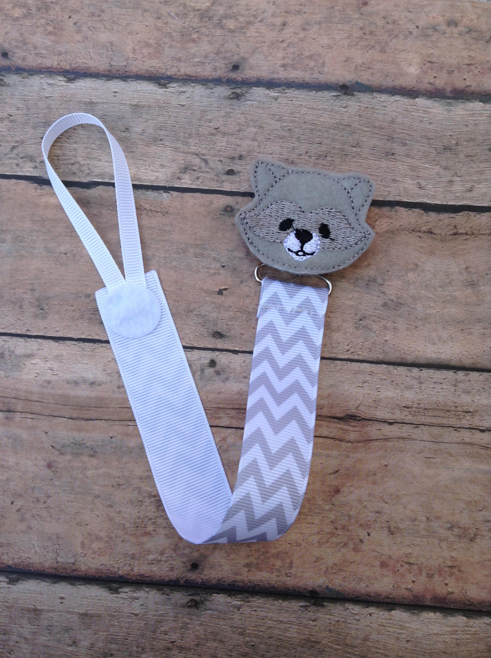 Racoon Paci Clip Animal Pacifier Clip Pacifier Holder Etsy