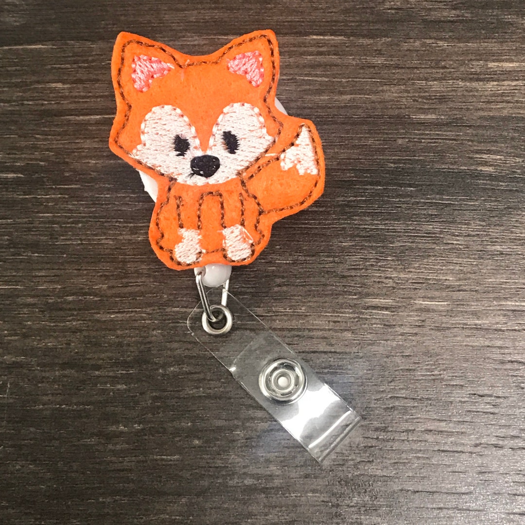 Fox Badge Reel Badge Clip Id Holder Retractable Badge Holder Id Clip