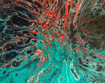 COSMIC COLLISION, Fluid Acrylic Painting, 16x20