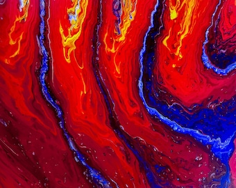 FIRE STORM Fluid Acrylic Painting 18x18