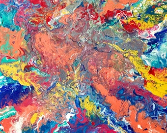 COLOR EXPLOSION Fluid Acrylic Painting, 18x18