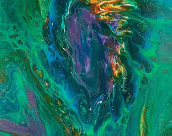 ROYAL FLAME, Fluid Acrylic Painting, 16x20