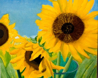 Sunflowers in a Vase original oil