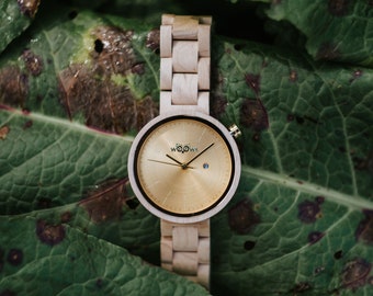 Ladies wooden watch Mirri made of Maple wood. Customizable Birthday gift. Hand made watch. Free custom engraving. Free shipping.