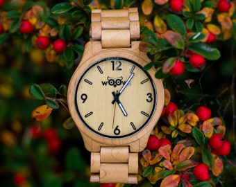 Custom engraving Natural Handmade Men Wooden Watch Made from Maple Wood With Czech Design Free Engraving Anniversary Gift for him