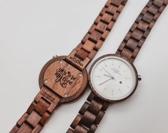Ladies wooden watch Mirri made of walnut wood. Customizable Birthday gift. Hand made watch. Free custom engraving. Free shipping.