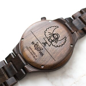 Free custom engraving, Elegant Handmade Men Wooden Watch Made from Exotic Sandal Wood With Czech Design, best anniversary gift image 6