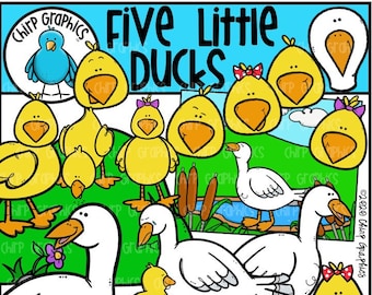 Five Little Ducks Clip Art Set - Chirp Graphics