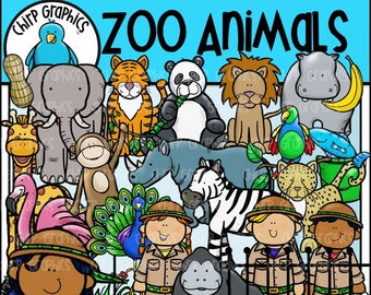 Zoo Animals Clip Art Set - Chirp Graphics