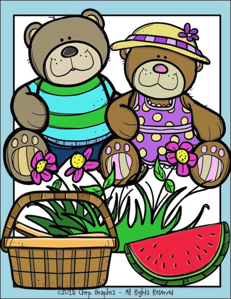 Teddy Bear Picnic Clip Art Set Chirp Graphics image 3