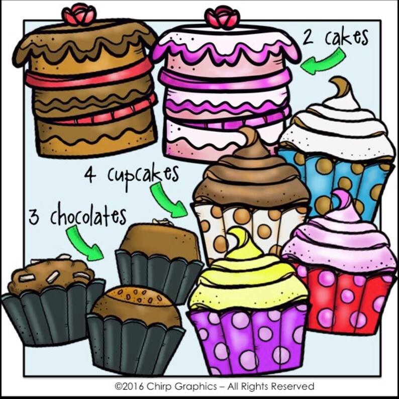 Dessert and Cake Stands Clip Art Set Chirp Graphics