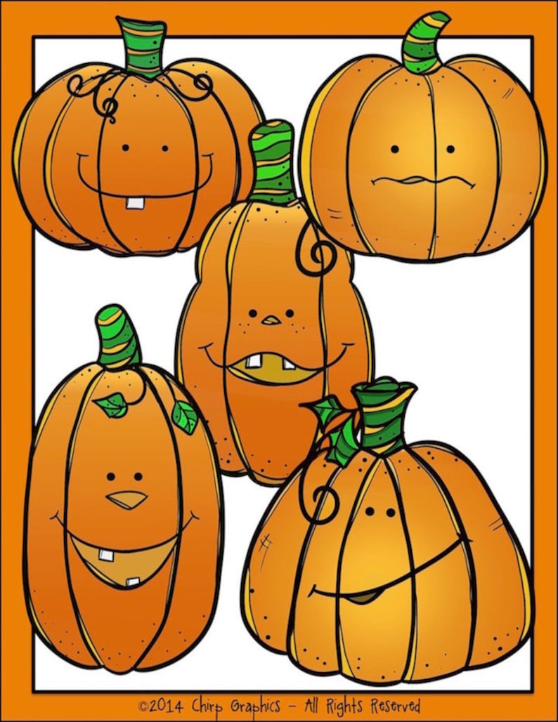 Five Little Pumpkins Halloween Clip Art Set Chirp Graphics | Etsy