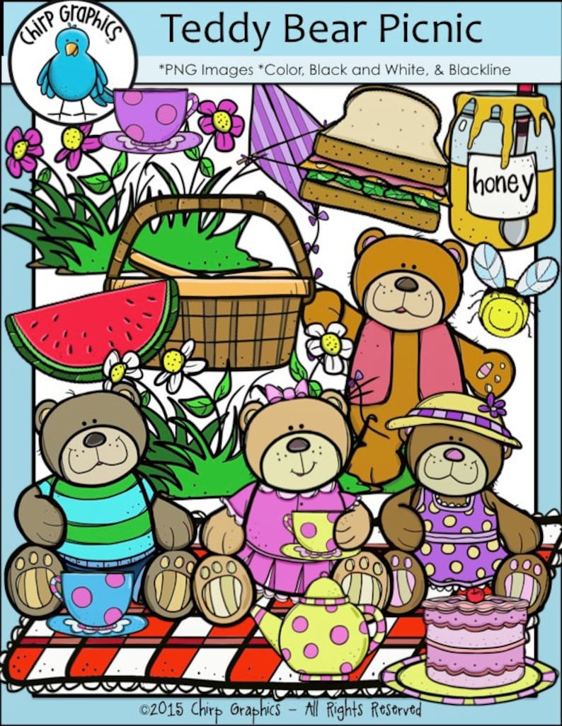 Teddy Bear Picnic Clip Art Set - Chirp Graphics - Etsy