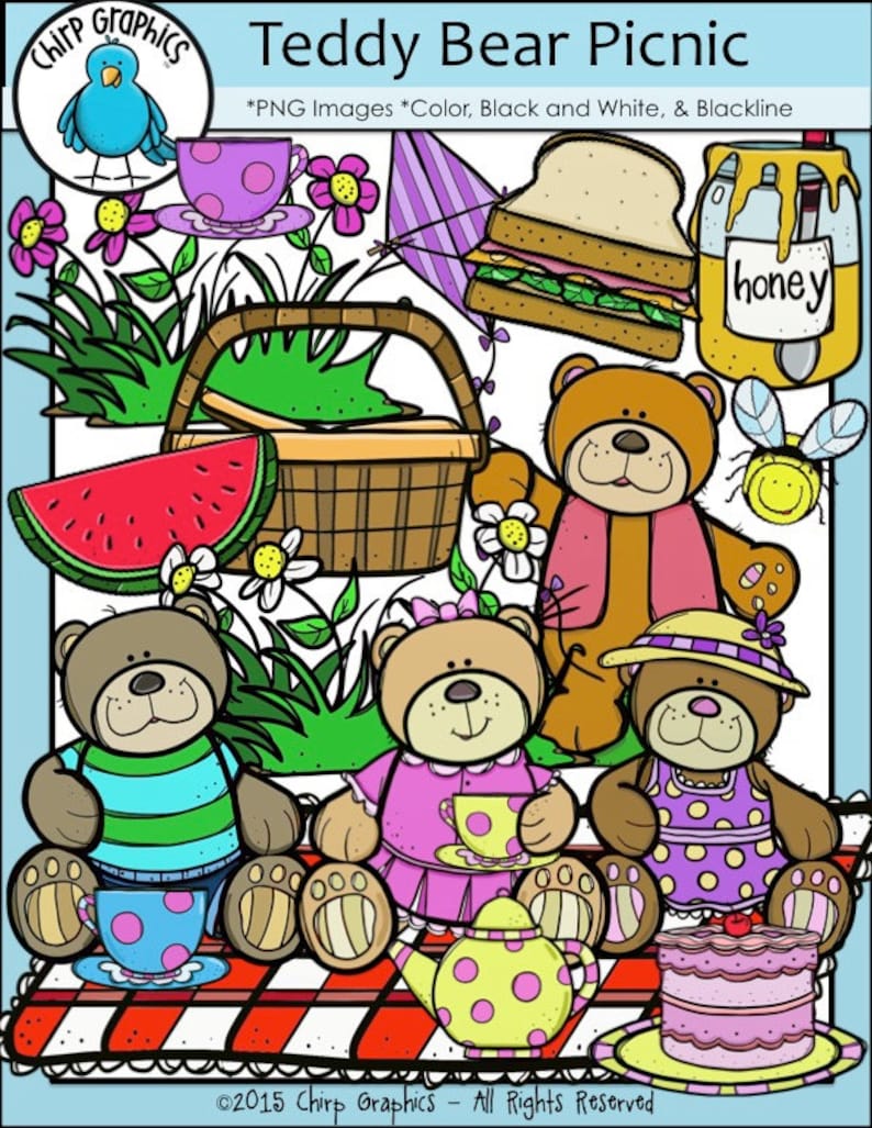 Teddy Bear Picnic Clip Art Set Chirp Graphics image 1