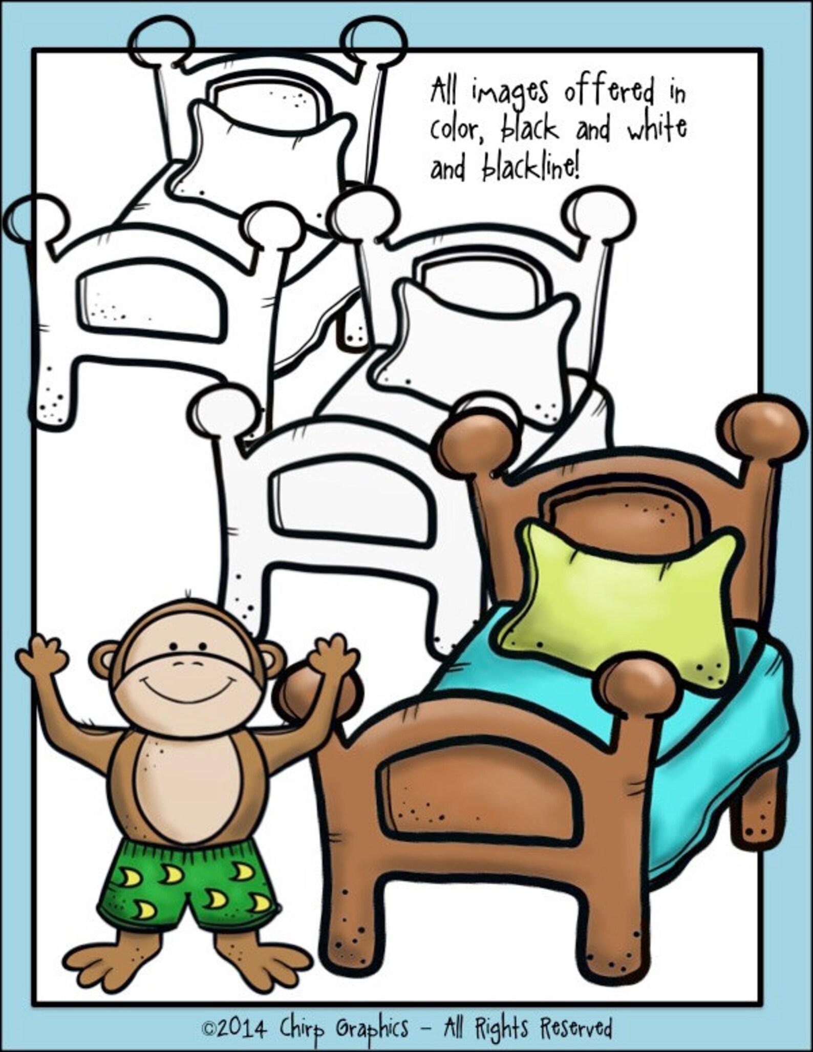 5 Little Monkeys Jumping on the Bed Clip Art Set Chirp - Etsy