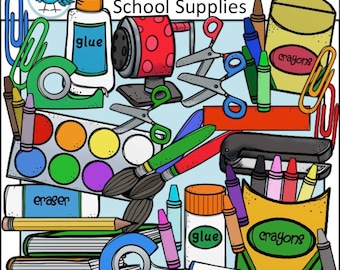 School Supplies Clip Art Set - Chirp Graphics