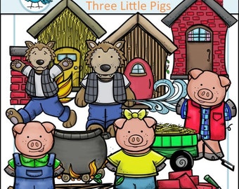 Three Little Pigs Clip Art Set - Chirp Graphics